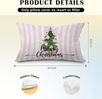JINYO Coquette Pink Chinoiserie Christmas Pillow Covers 12x20, Grandmillennial Christmas Decor, Preppy Xmas Tree Lumbar Pillow Covers for Girls Room Dorm Apartment Sofa Couch