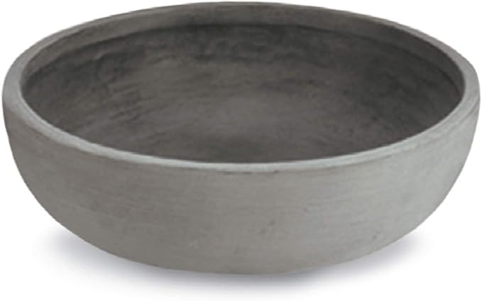 Crescent Garden Large Outdoor Planter Bowl – Double-Walled Resin Pot with Drain Hole for Water Gardens, Fountains, Decorative Landscaping - 30" W x 12" H (Weathered Concrete)