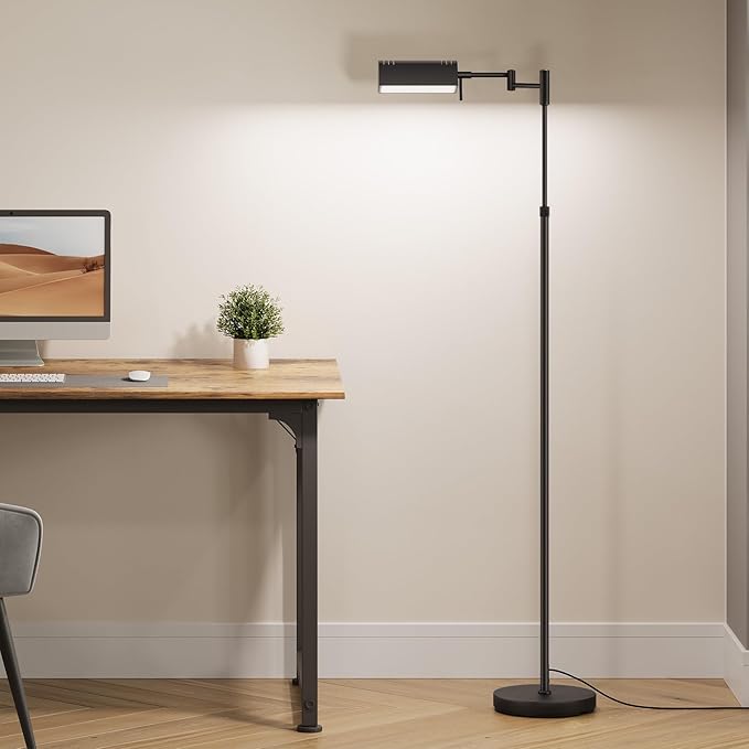 SUNMORY Dimmable LED Pharmacy Floor Lamp, Adjustable Floor Lamp for Living Room with 350° Swing Arm, Touch & Remote Control, 16W Bright Standing Task Lamp for Reading Sewing Crafting
