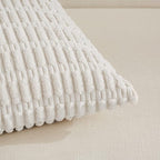 Fancy Homi Pure White Lumbar Decorative Throw Pillow Covers 12x20 Inch for Living Room Couch Bed Sofa, Rustic Farmhouse Boho Home Decor, Soft Striped Corduroy Rectangle Cushion Case 30x50 cm