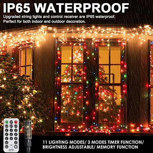 Decute 800Leds 272FT Colors Changing Christmas String Lights 4 Colors in 1 Strand 11 Modes, Waterproof Indoor Outdoor Tree Fairy Lights Warm White & Multicolor with Timer Remote