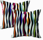 CAPSCEOLL Abstract Colorful Throw Pillow Covers Modern Home Art Decor,18 X 18 Inches Set of 2 Pillow Cases Decorative,Abstract Pillowcases for Bedroom,Living Room,Cushion Couch Sofa