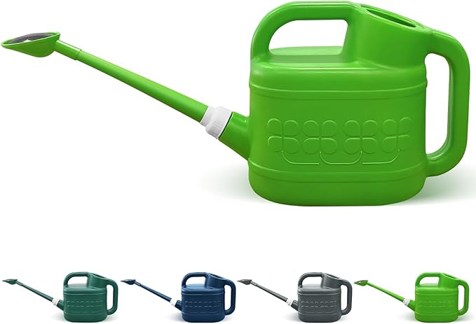 Qilebi 2 Gallon Watering Can for Outdoor Plants, Plant Watering Cans with Removable Long Spout and Stainless Steel Sprinkler Head, Large Plastic Watering Can for Garden Flowers Plants Light Green