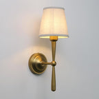 Yosoan Brass Linen Shade Bedside Vanity Wall Sconce Set of 2, Vintage Industrial Hardwired Indoor Boho Gold Wall Mounted with Funnel Textile for Bedroom Stairwell Hallway (Antique)
