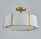 Shrine Lighting Drum Chandeliers, Modern Style, Perfect Ceiling Light Fixture for Living Space, D16'' x H9'', E12*3 Sockets, White Lampshade & Brass Finish