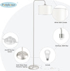[Upgraded] LED Floor Lamp for Living Room, 3 Color Temperature Floor Lamp with Foot Switch Modern Standing Lamp Tall Pole Floor Reading Lamp for Bedroom Study Room, Bulb Included Silver (One Shade)