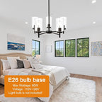 VINLUZ Contemporary 5-Light Large Chandeliers Oil Rubbed Bronze Modern Lighting Fixtures Hanging Clear Glass Shades Pendant Lighting for Dining Room Living Room Kitchen