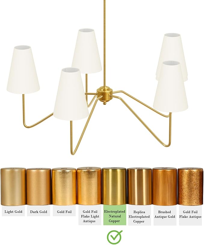 Electro bp;30" Dia 5-Arm Classic Chandeliers Polished Gold with White Linen Shades,Ceiling Light Fixture for Dining Room,Living Room,Entryway,E12,200W