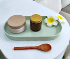 Green Small Tray (11.8 inch), Oval Tray for Kitchen Counter, Bathtub Bathroom Vanity Items, Countertop Organizer, Coffee Accessory, Bar, Serving Seasoning, Salt and Pepper, Soap, Perfume.