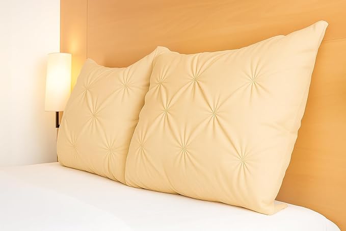 COTTON STICH King Size Pillow Shams – Set of 2, 20x36 Inches, Ivory, Pinch Pleated Design – 100% Egyptian Cotton, 600 Thread Count, Luxury Hotel Quality, Soft & Breathable Decorative Pillow Covers
