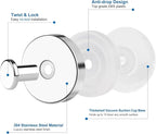 Suction Cup Hooks for Shower Towels Robes, Heavy Duty Wreaths Holder Hanger on Glass Window Door, Stainless Steel, No Drill on Smooth Wall, Mirror, Tile to Hang Swimsuit Washcloths (2, Chrome)