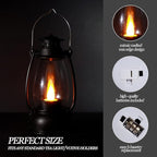 (12 Pcs-5.1in) Mini Lanterns for Vintage Western Christmas Decor, Lightweight Portable Small LED Lanterns Decorative Indoor & Outdoor Hanging Ornaments for Weddings Party Halloween Decorations