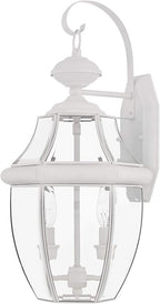 Livex Lighting 2251-91 Monterey 2 Light Outdoor Brushed Nickel Finish Solid Brass Wall Lantern with Clear Beveled Glass
