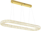 Oval Crystal Chandelier, 47.2'' Gold Crystal Ring Pendant Light for Kitchen Island Modern Linear Oval Chandeliers for Dining Room Dimmable 3000K-6000K