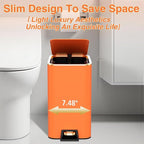 Bathroom Accessories 8 Piece Orange and Gold Bathroom Set, Bath Accessories with Stainless Steel Trash Can,Toilet Brush,Toothbrush Set,Soap Dispenser