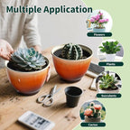 8 Inch Plastic Plant Pots, Set of 4 Flower Pots Planters with Drainage Hole, Glossy Smooth Finish Planter for Indoor Outdoor Succulent Snake Plants(Orange)