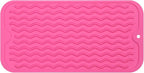 Silicone Dish Drying Mat for Multiple Usage,Easy clean,Eco-friendly,Heat-resistant Silicone Mat for Kitchen Counter or Sink,Refrigerator or Drawer Liner Rose S 12 inches x 6 inches