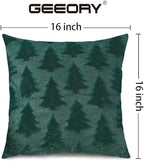 GEEORY Christmas Tree Throw Pillow Covers 16x16 Inch Set of 2, Xmas Winter Soft Plush Faux Fur Wool Decorative Farmhouse Holiday Cushion Case for Home Decoration (Green) GC003-16