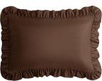 KKJIAF Ruffle Body Pillow Cases Set of 1, Ruffled Pillow Covers with Envelope Closure, Wrinkle Resistant Ruffled Long Pillow Shams 20" x 54", Brown