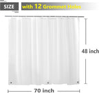 Short Shower Curtain Liner 48 Inch Length for Walk in Tub, Heavy Duty 70x48 Waterproof Shower Curtain for Window Inside Bathroom, Silky Frosted