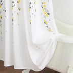 Long Fabric Shower Curtain, Yellow and Gray Floral Flower Shower Curtains for Bathroom, Waterproof Bathroom Curtains, 62" W x 78" H