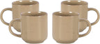 HomeVss, Nordic Shape Rising Rim Stoneware 20pc Dinnerware Set, Matte Beige with Speckle Finished Effect