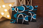 CAPSCEOLL Black Blue White Geometric Circle Printing Decorative Throw Pillow Case 18X18Inch 2PCS Home Decoration Pillowcase Zippered Pillow Covers Cushion Cover