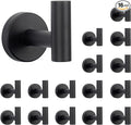NearMoon Bath Towel Hooks- SUS 304 Stainless Steel Robe Hook Holder, Heavy Duty Coat Hook for Bathroom Livingroom Hotel Kitchen Garage, Wall Mounted (Matte Black, 16 Pack)