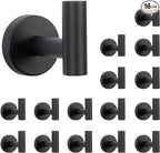 NearMoon Bath Towel Hooks- SUS 304 Stainless Steel Robe Hook Holder, Heavy Duty Coat Hook for Bathroom Livingroom Hotel Kitchen Garage, Wall Mounted (Matte Black, 16 Pack)