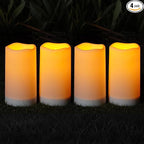 Homemory Solar Candles Outdoor Waterproof, Rechargeable Candles, Solar Powered Flameless Candles for Outdoor, Lanterns, Sensor Only, Dusk to Dawn, 3"x6", Set of 4