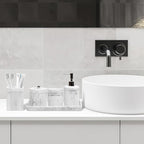 Resin White Marble Bathroom Accessories Set 5 Pcs, Lotion Soap Dispenser, Toothbrush Holder, Bathroom Tumbler, Qtip Holder and Vanity Tray, Bathroom Countertop Organizer Set for Home Apartment