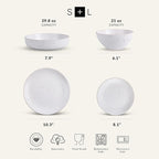 Stone Lain Lauren Stoneware, Rustic Plates and Bowls Set, Dinnerware, Service for 4, Speckled Off White, Dishwasher & Microwave Safe, 16-Piece