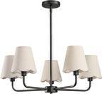 KAISITE Black Chandelier for Dining Room - 5-Light Farmhouse Dining Room Light Fixture Over Table Industrial Kitchen Lighting Fixture Ceiling Hanging Chandelier for Bedroom Living Room Foyer Entryway