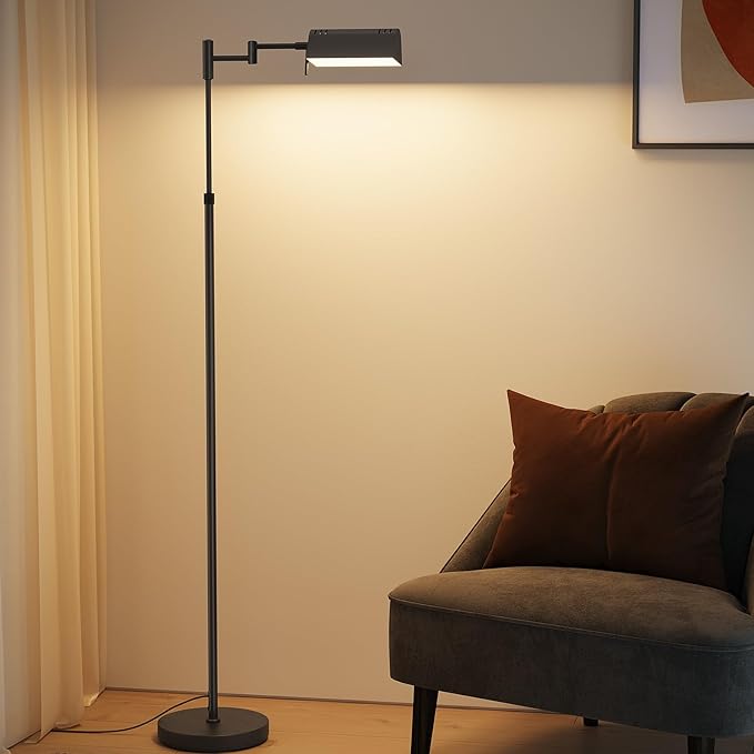 SUNMORY Dimmable LED Pharmacy Floor Lamp, Adjustable Floor Lamp for Living Room with 350° Swing Arm, Touch & Remote Control, 16W Bright Standing Task Lamp for Reading Sewing Crafting