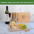 Miicol Wood Charcuterie Board, Monogram Cheese Board 10 Inch, Personalized Initial Cutting Board with Spreader, Unique Housewarming Gift, Ideal for Kitchen, Home, Letter M