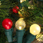 GlowVibe Christmas Lights 70 Counts Red and White Globe String Lights with Pearlized Glass 120V ETL Certified Indoor Outdoor Use for Holiday Party Thanksgiving Yard Xmas Tree