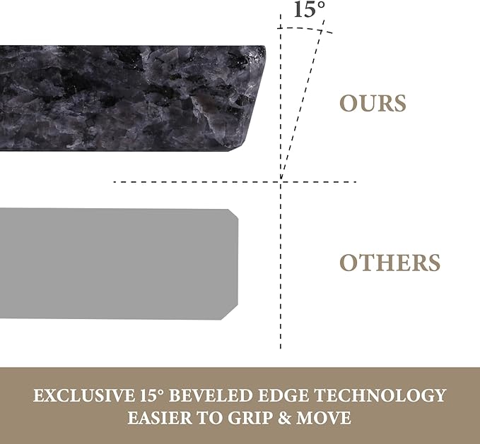Koville Norwegian Natural Granite Cutting Board for Kitchen, 16x12inch Large Hand Crafted Stone Slab for Cheese, Charcuterie, Pastry Board - Wedding Gift, House Warming Gift