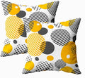 CAPSCEOLL 2PCS White Zipper Pillow Cases 20X20Inch Stripe Yellow Gray Abstract Black Circle Geometric Pillow Cover for Bedroom Sofa Living Room