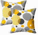 CAPSCEOLL 2PCS White Zipper Pillow Cases 20X20Inch Stripe Yellow Gray Abstract Black Circle Geometric Pillow Cover for Bedroom Sofa Living Room