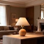 Table Lamp for Living Room,Wood Base Flaxen Fabric Shade Desk Lamp for Bedroom,Small Décor Ambient Bedside Lamps for Night Stands,LED Bulb (not Included)