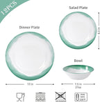 Melamine Dinnerware Sets, 12pcs Plates and Bowls Set, service for 4, Dishwasher Safe, Indoor and Outdoor Use, Green Melamine dishes
