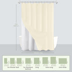 Inhousolu Boho Farmhouse Shower Curtain with Fabric Liner Set, Faux Linen Textured, 14 Metal Hooks Luxury Weighted Hem, Washable Wrinkle Free Bath Curtain for Hotel Bathroom 72" W x 72" L Ivory