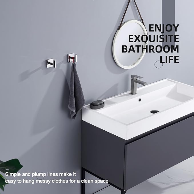 KOKOSIRI Robe Hook Bathroom Towel Coat Hooks for Bath Kitchen Wall 2 Pack Chrome Stainless Steel B1013CH-P2