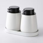 2 Pack White Round Soap Dispenser Tray - 8'' Ceramic Vanity Tray & Organizer Plate Set, Bathroom & Kitchen Countertop Decor for Soap Dispenser, Jewelry, Cosmetics, Sink