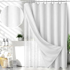 White Bathroom Set, 25 PCS Bathroom Accessories Set with Shower Curtains, Rugs, Trash Can, Toothbrush Holder, Soap Dispensers, Toothbrush Cup, Vanity Tray, Soap Dish, Toilet Brush, Qtip Holders