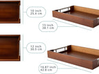 Set of 2 Decorative Serving Trays - Bamboo + Silver Stainless Steel Handles - Coffee Table or Ottoman Tray for Breakfast in Bed Jewelry, Decor Organization - 12"x17" - Stained Brown Finish