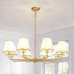 KAISITE Modern Gold Chandelier 8-Light Farmhouse Chandelier for Dining Room Industrial Dining Kitchen Light Fixture Over Table Ceiling Chandelier for Bedroom Living Room Foyer Entryway