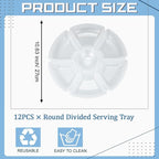 Zhehao 6 Pcs Plastic Divided Serving Trays with 60 Pcs Disposable Fork, 7 Compartments Round Chip Dip Plate, Petal Shape Platter, 10.6'' Snacks Serving Dish for Party Candy Nuts Fruits (White)