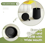 Matte Black Bathroom Accessories 2 Piece Set Plastic Soap Dispenser and Toothbrush Holder for Modern Bathroom Decor