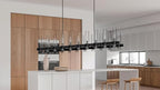 Black Linear Chandelier, 68 Inch 20-Lights Modern Kitchen Island Dining Room Over Table Light Fixture, Industrial Farmhouse Large Pendant Lighting with Glass Shade